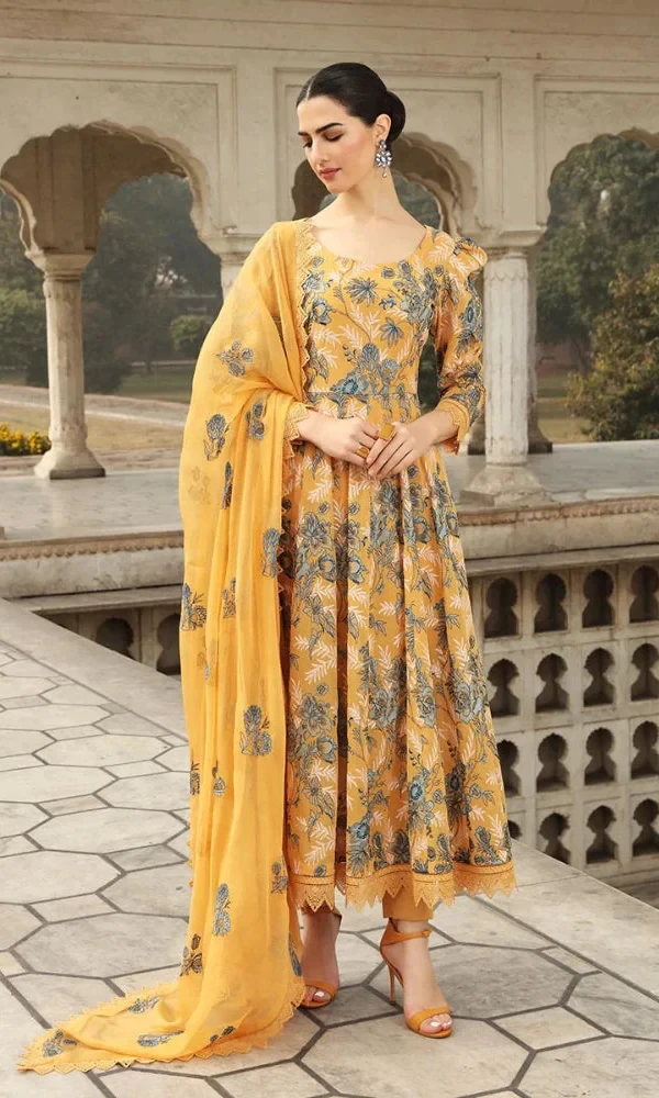 Bareeze – 3PC Embroidered Shirt with Embroidered Bamber Chiffon Dupatta price in Pakistan