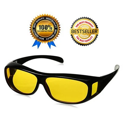 HD Vision Glasses Over Wrap Arounds Sunglasses Men Night Driving UV-400 Protective Eye-wear Goggles Driver Safety Sun Glasses 2 Pcs Yellow and black price in Pakistan