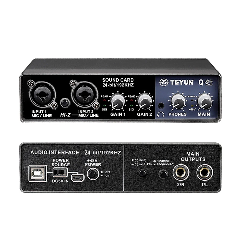 Teyun Q24 – Q22 USB Audio Interface – Dual Channel Sound Card – 48v Phantom price in Pakistan