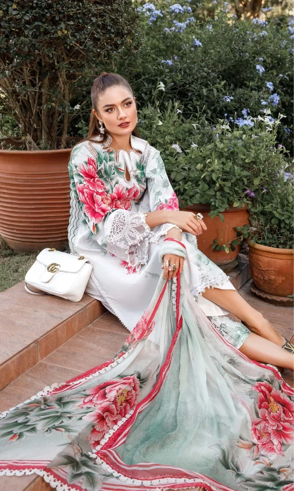 MARIA.B – 3PC Lawn Printed Shirt With Bamber Chiphone price in Pakistan