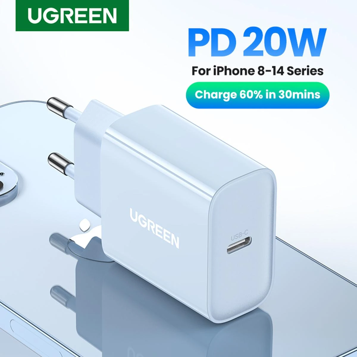 UGREEN 20W PD Charger for iPhone 14 pro Max 13 12 Fast USB C C Charger for iPad Xiaomi Huawei Mobile Phone Charger price in Pakistan