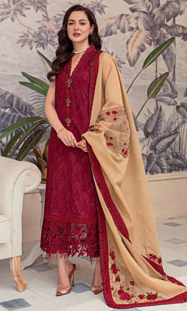 Sanaullah 3-PC Front Heavy Embroidered Shirt With Embroidered Dupatta price in Pakistan