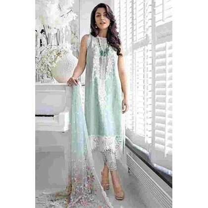3PC Lawn Neck Embroidered Shirt With Embroidered Organza Dupatta -BFHA803 (B) price in Pakistan