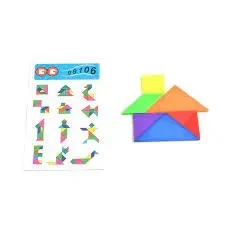 2 Sets Plastic Tangram 7 Piece Puzzle Colorful Square IQ Game Brain Teaser Intelligent Educational Toys for Kids price in Pakistan