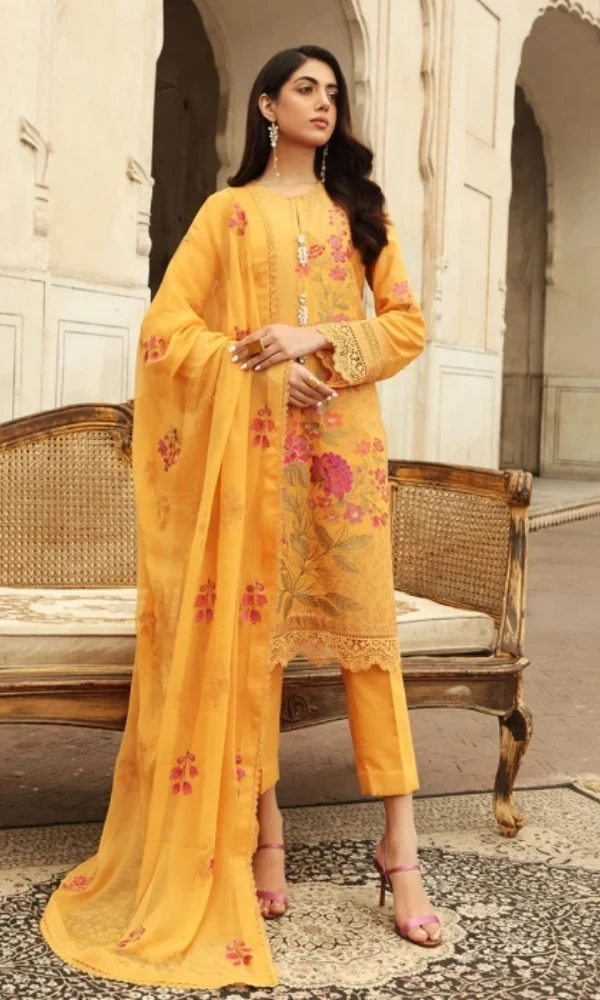 Bareeze Rhythm- 3PC Linen Embroidered Shirt With Bamber Chiffon Embroidered Dupatta price in Pakistan