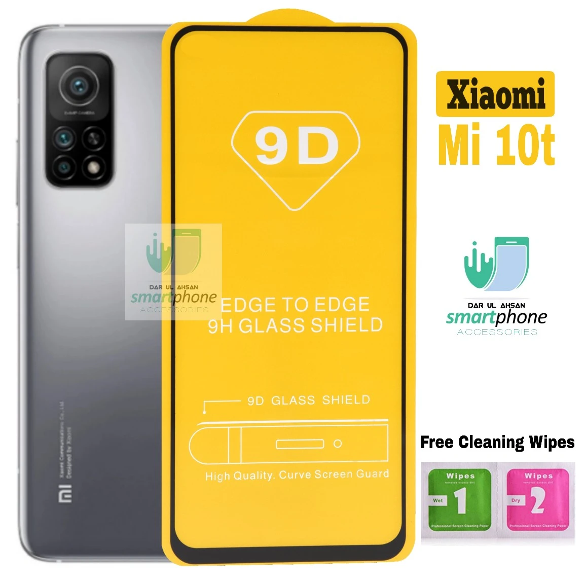 Xiaomi Mi 10t 5G – 100% Original Full coverage 9D Tempered Glass screen Protector- Full Glue- with Cleaning Wipess price in Pakistan