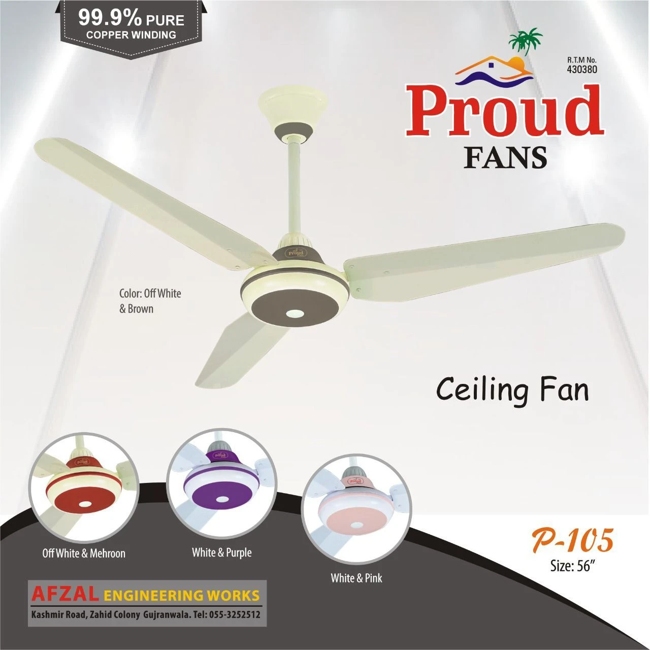 Proud Fans AC Ceiling Fan – Copper Winding – 56”’ price in Pakistan