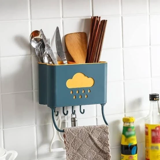 kitchen shelf Wall Mounted Cutlery Drainer Rack with Drip Tray Utensils Organizer Spoon Fork Chopsticks Holder Caddy Kitchen price in Pakistan