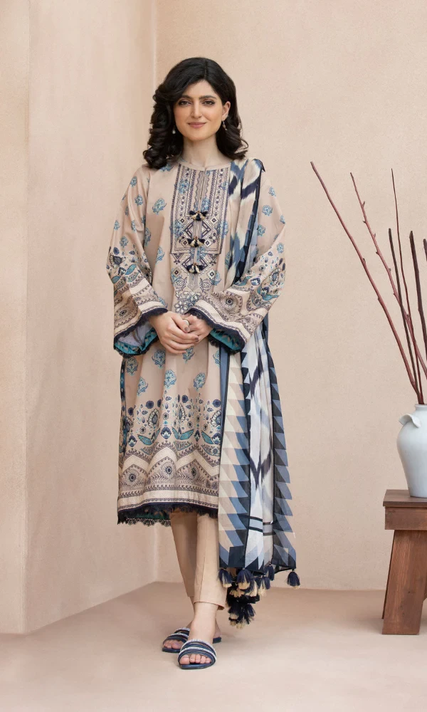Sapphire – 3PC Marina Neckline Embroidered Shirt With Marina Printed Duppata price in Pakistan
