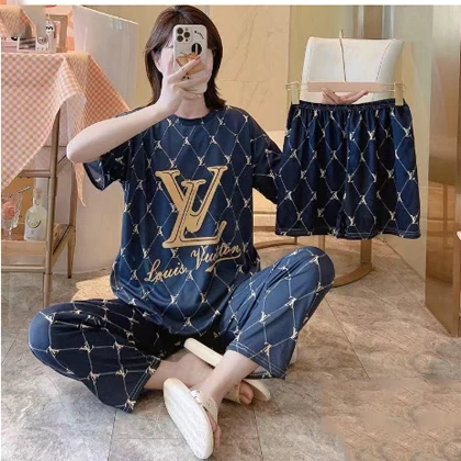 Girls Wear 3 in 1 Korean Loungewear Night Suit For Girls & Women price in Pakistan