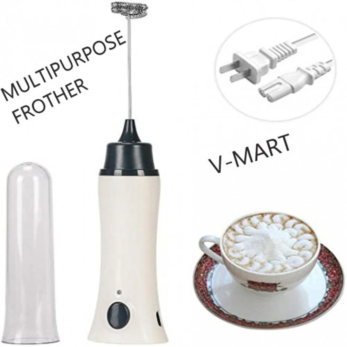 Multipurpose Electric Rechargeable Coffee Beater Milk Frother Shakes Drinks Eggs Foamer Handheld 3-Speed Adjustable Blender Makes price in Pakistan