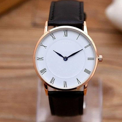 Fashion Men Casual Black Leather Straps Stylish Wrist Watch price in Pakistan