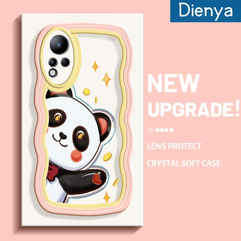 Product details of dienya For Infinix Note 11 Case Lovely Panda Pattern New Colour Macaron Wave Border Soft Clear Shockproof Phone Cases Creative Camera Transparent Casing Silica Gel Protective Cover price in Pakistan