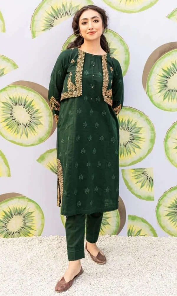 Kiwi- 2PC Lawn Front Embroidered Shirt With Dyed Trouser price in Pakistan