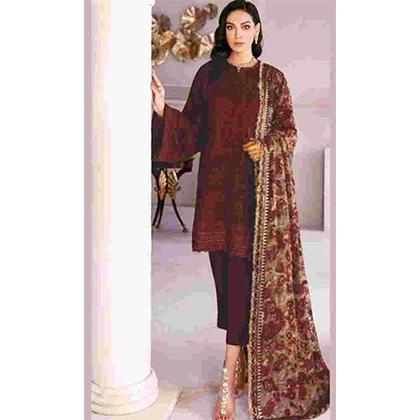 3pc Lawn With Embroidered Shirt & Bamber Chiffon Dupatta -BFHA698 (B) price in Pakistan