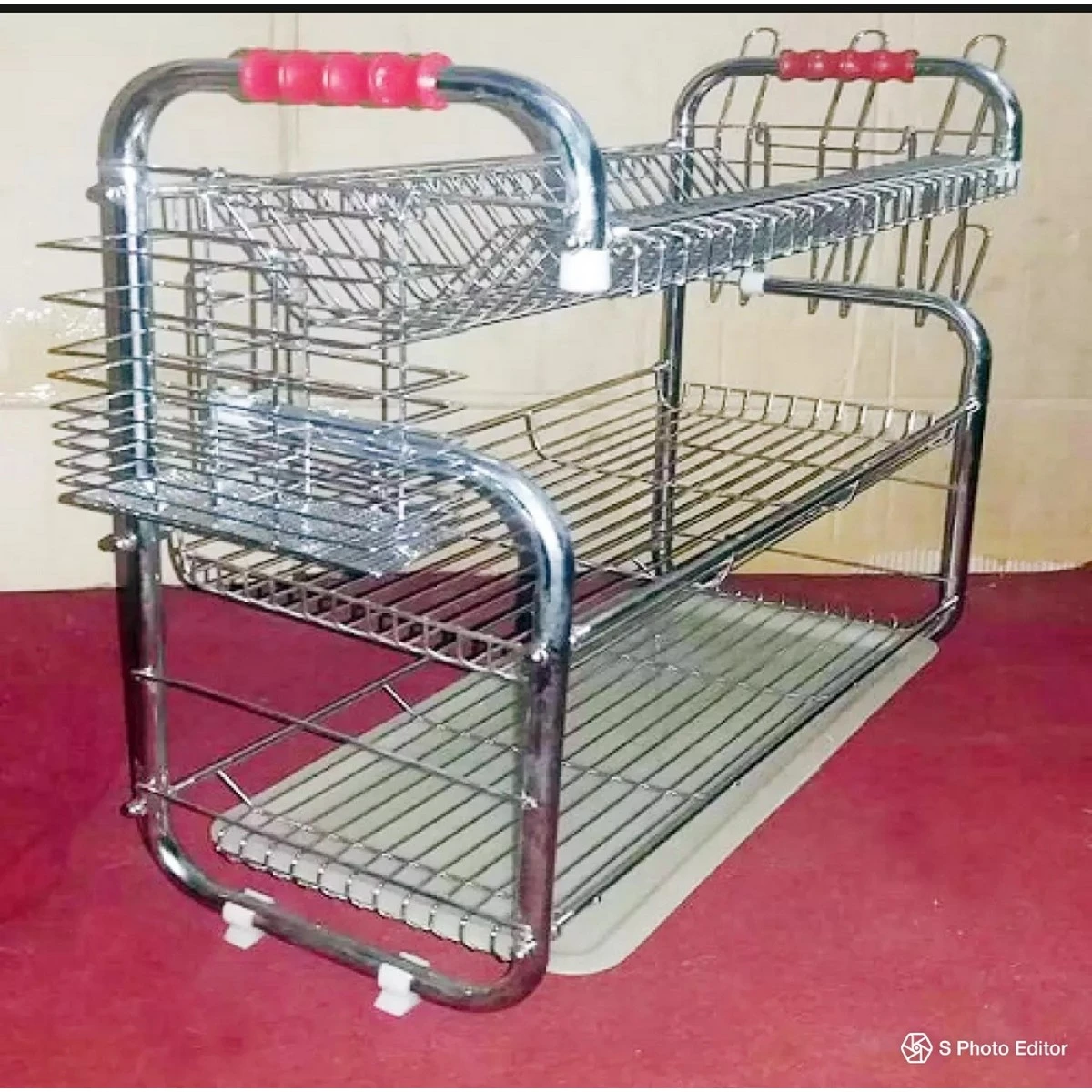 G shape dish rack kitchen organizer crockery stand best quality price in Pakistan