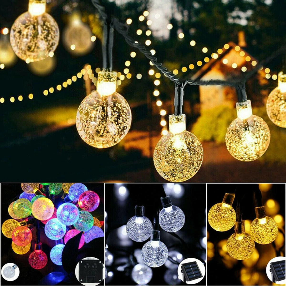 LED String Lights Outdoor Solar Garden Wedding Party Festoon Ball Bulbs Creek price in Pakistan