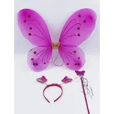 Fairy Butterfly Wings Costume Complete Set(Wings,Hairband,Stick) for Girls Kids Fancy Dress Costume price in Pakistan