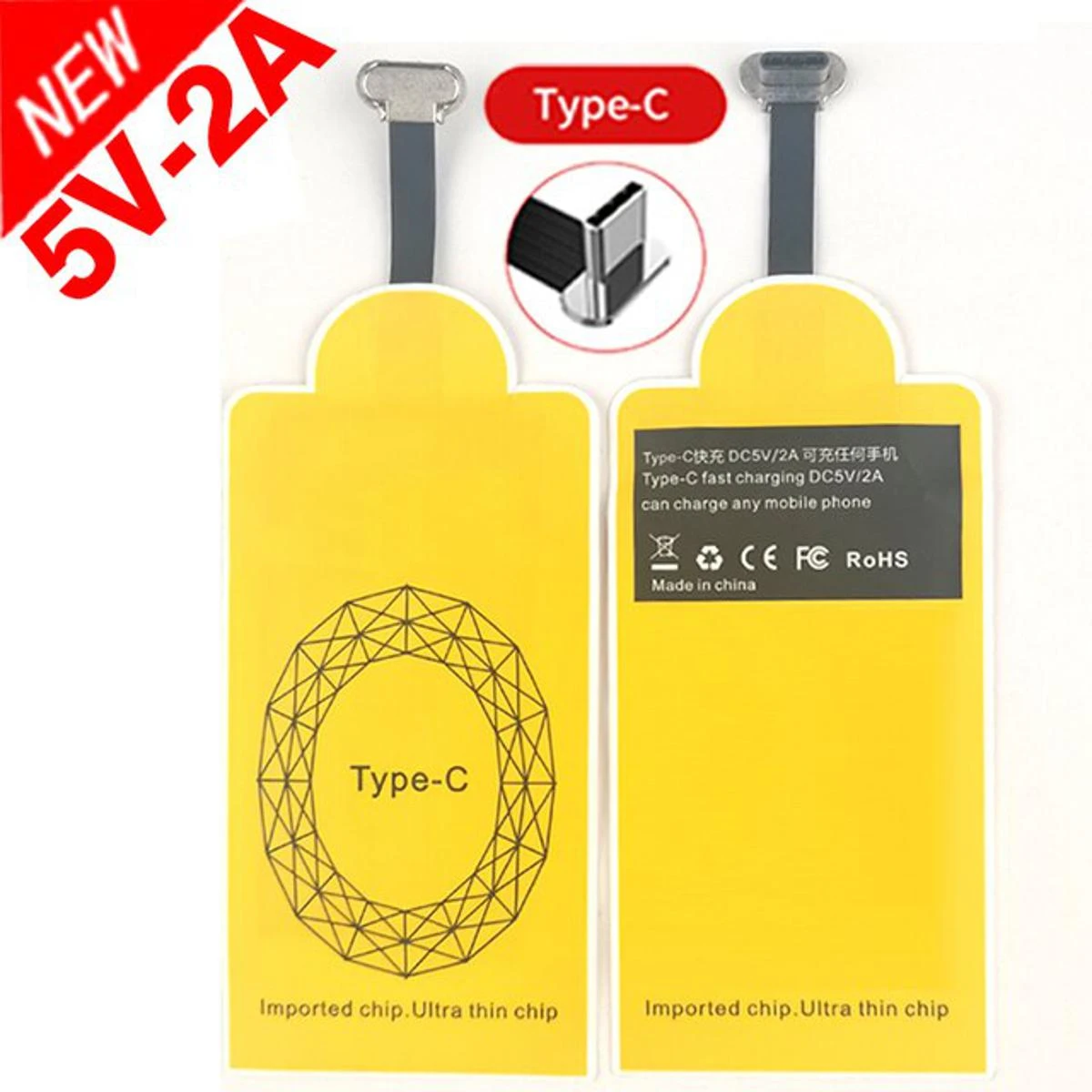 5V 2A Lightweight Qi Wireless Charging Receiver For Samsung Huawei Xiaomi Universal USB Type-C Fast Wireless price in Pakistan