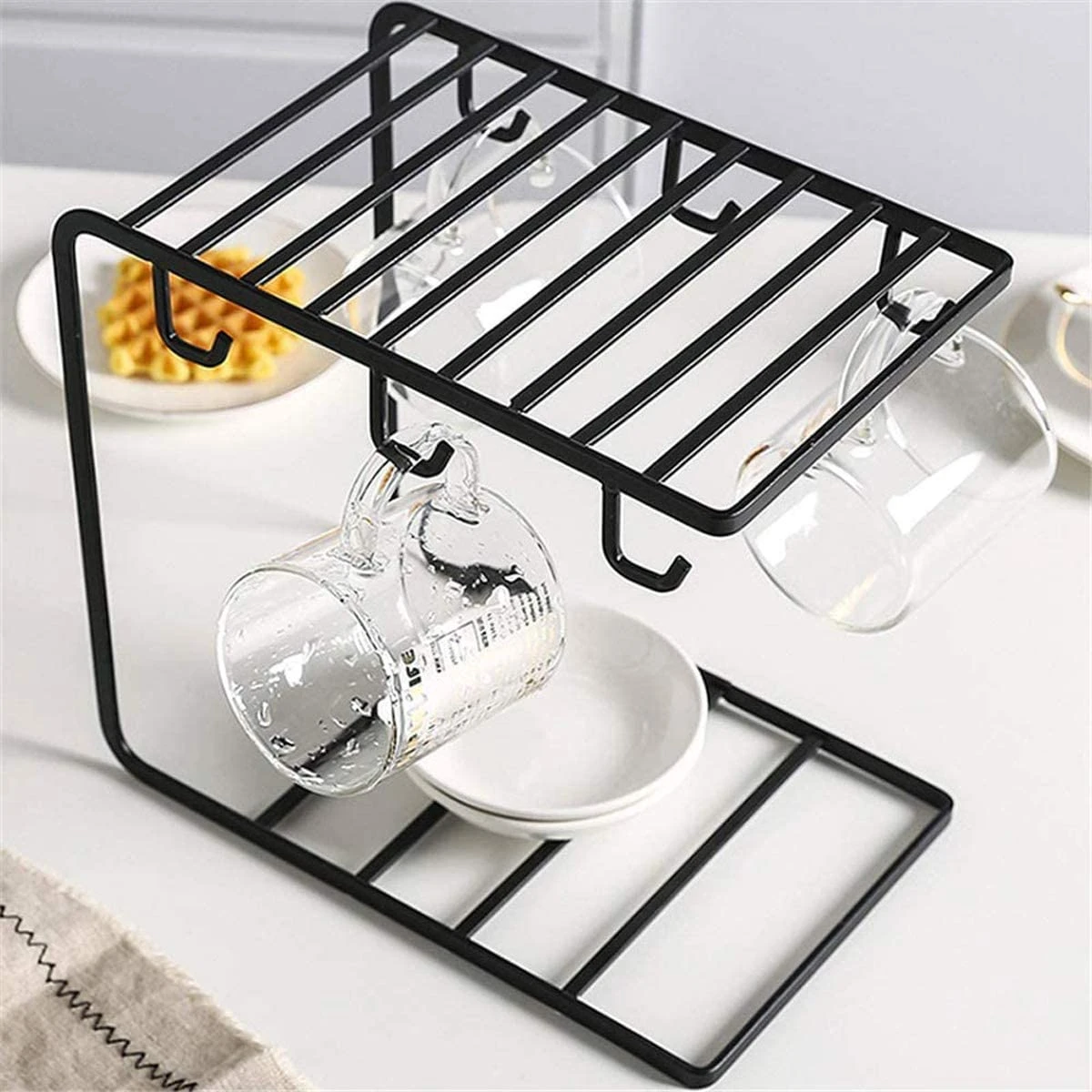 Coffee Tea Mug Cup Holder, Mug Rack, Drying Cup Holder with 6 Hook Kitchen Organizers, Glass Cup Holder Portable Tray, Cup Holder price in Pakistan