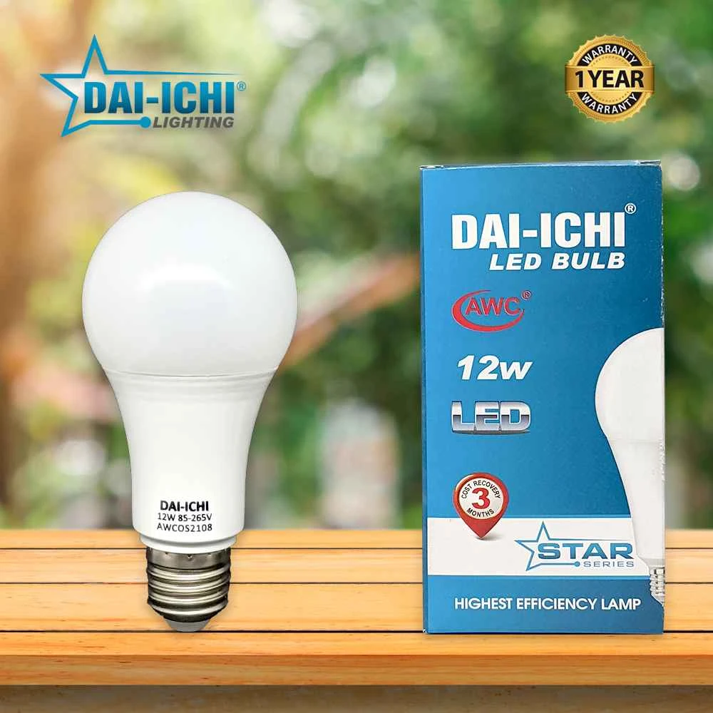 12W DAIICHI LED BULB STAR SERIES WHITE E27 SCREW TYPE price in Pakistan