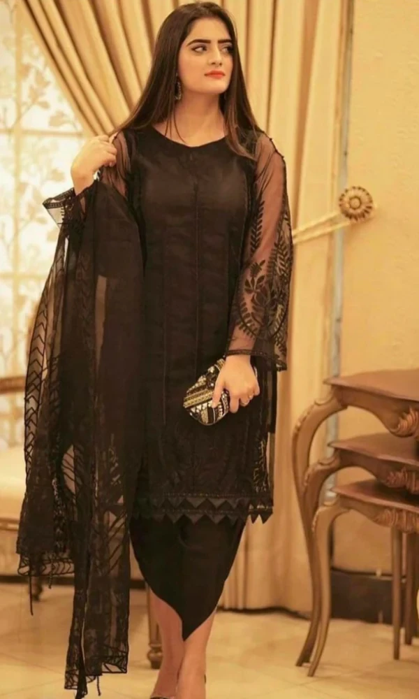 MUSHK – 3PC Organza Embroidered Shirt With Organza (D) price in Pakistan