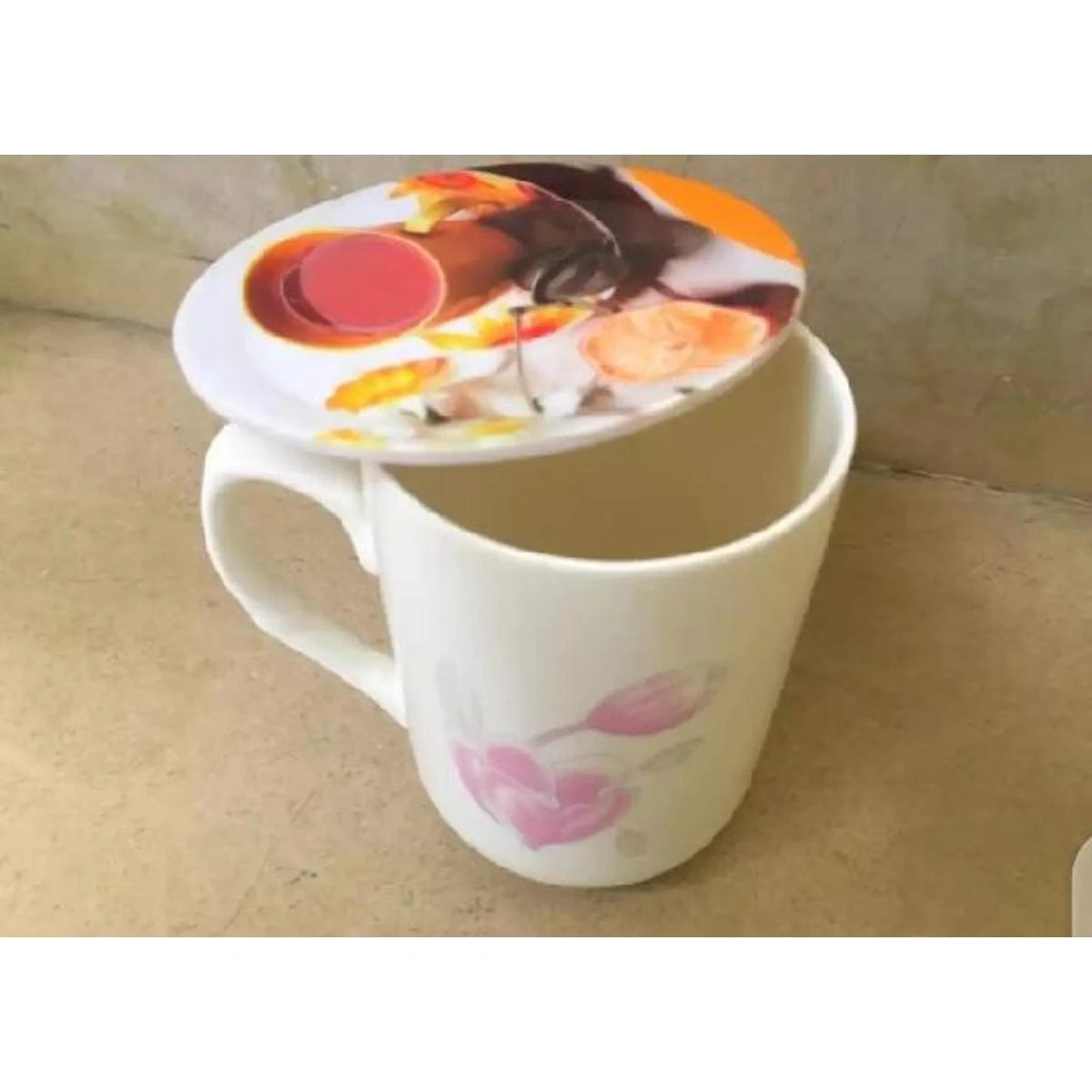 06 Pcs Cup Mug Glass Cover Material Melamine (Random Print and Design) price in Pakistan