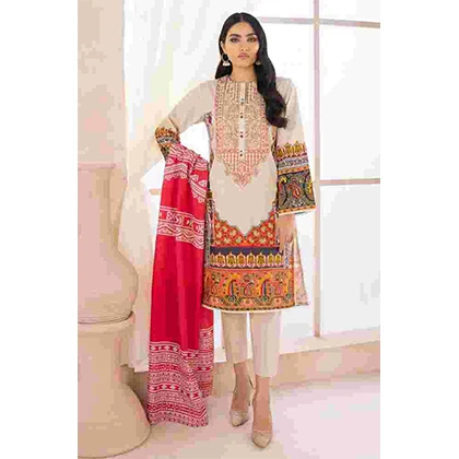 3PC Printed Lawn Neckline Embroidered & Printed Lawn Dupatta – BFLE818 (B) price in Pakistan
