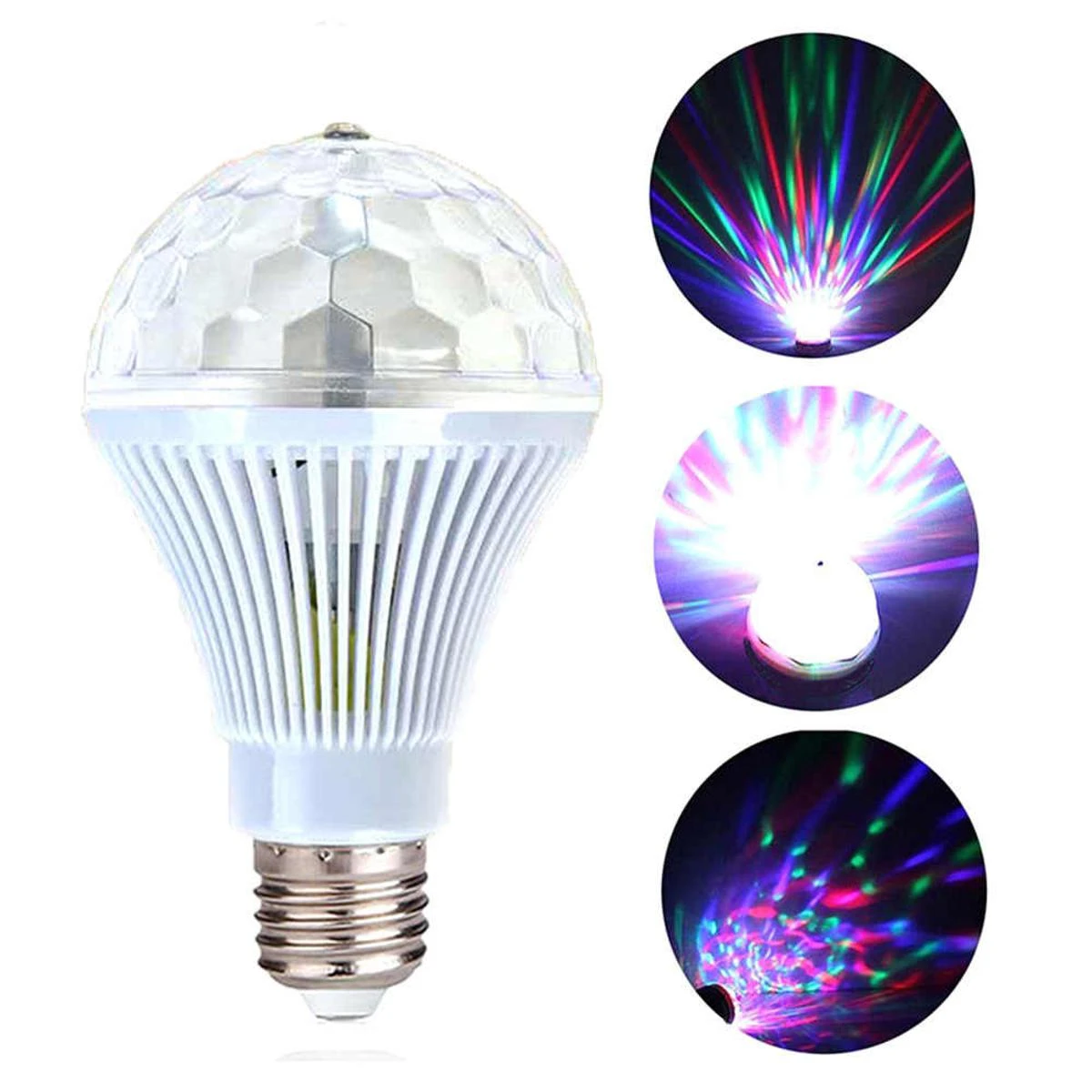 Auto Rotating E27 RGB Crystal Magic Ball Lumiere Sound Control Moving Head DJ Disco Party Light price in Pakistan