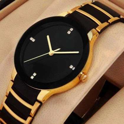 Best Quality Classy Black & Golden Stainless Steel Watch price in Pakistan