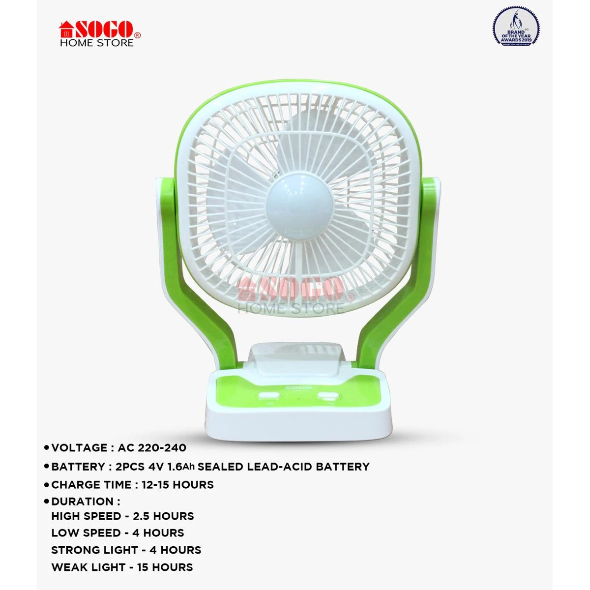 Sogo Rechargeable Table Fan (JPN-403) price in Pakistan