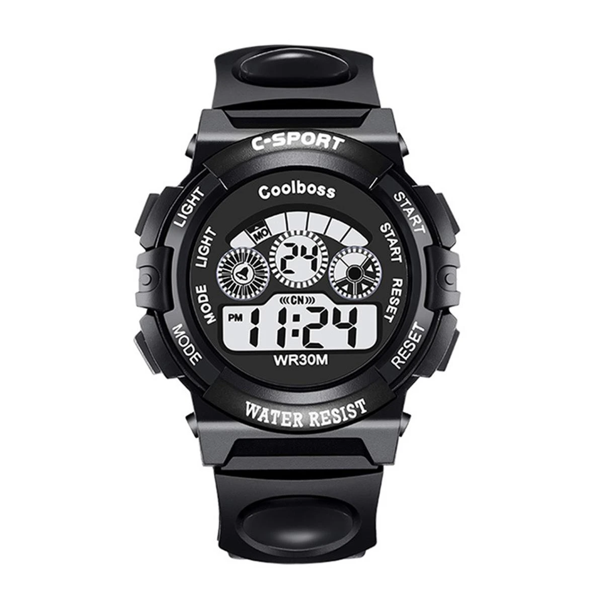 Kids Boy LED Round Dial Alarm Stopwatch Week Waterproof Digital Wrist Watch price in Pakistan