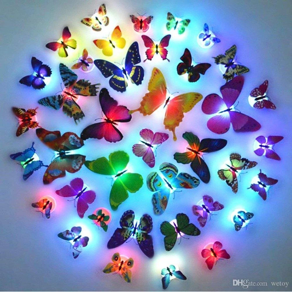 Pack of 2 Color Changing Glow In The Dark Led Butterflies Night Light Led For Kids Room price in Pakistan