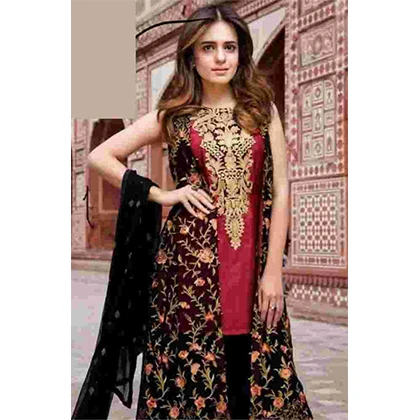 3PC Lawn Embroidered Shirt With Embroidered Bamber Chiffon Dupatta -BFLE768 (B) price in Pakistan