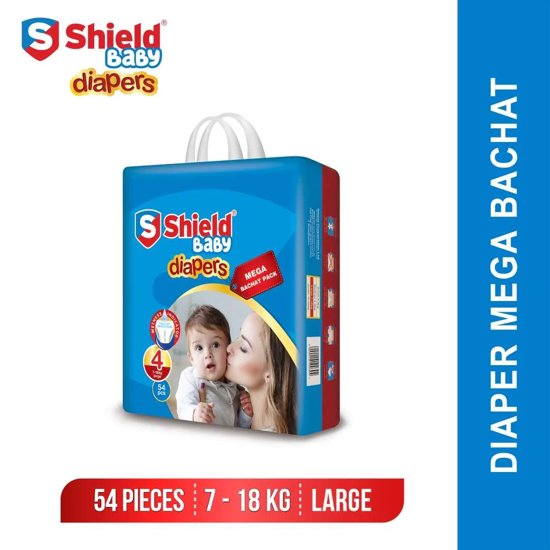 Shield-Diaper Mega Bachat Pack Large (54-Diapers, 07-18Kg) price in Pakistan