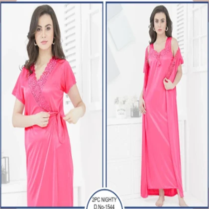 Tee Dot 2-pieces Bridal Nightwear With Side Knot For Girls & Women – Pink price in Pakistan