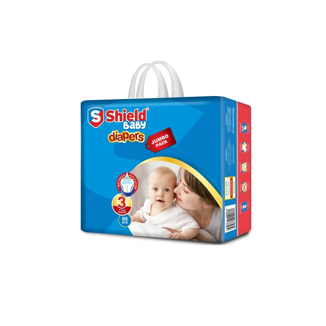 Shield Baby Diapers Jumbo Pack Size 3 Medium (4-9Kg, 88Pcs) price in Pakistan