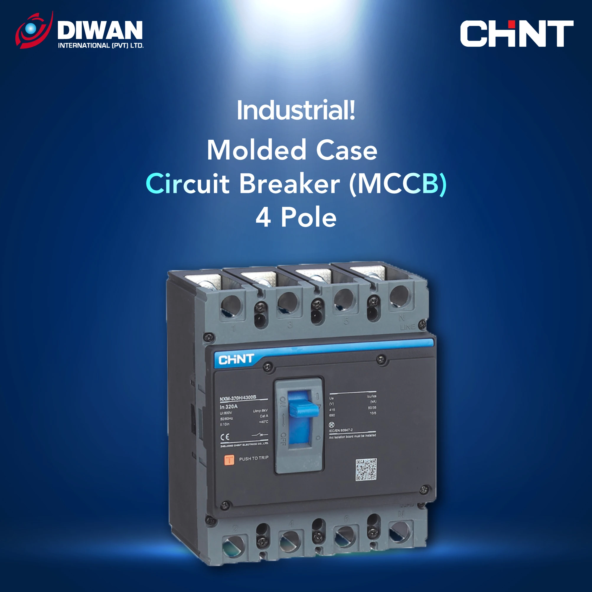 MCCB 100A 4 Pole 25KA CHINT AC Breaker NXM-125S3400 price in Pakistan
