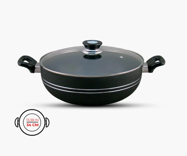 BRIGHT – Non Stick WokKarahi with Glass Lid – 24 to 34cm price in Pakistan