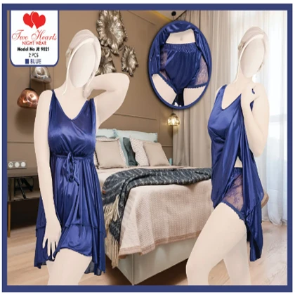 Girls wear 2-Piece Silk Nightwear Cami style For Girls & Women – Blue price in Pakistan