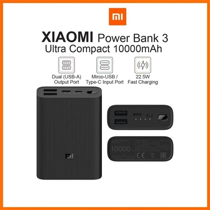 Xiaomi 10000mAh Mi Power Bank Ultra Compact, Portable Charger Power Bank with USB-C Two-Way Fast Charging price in Pakistan