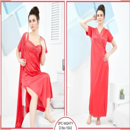Tee Dot 2-pieces Bridal Nightwear With Lace For Girls & Women – Peach price in Pakistan