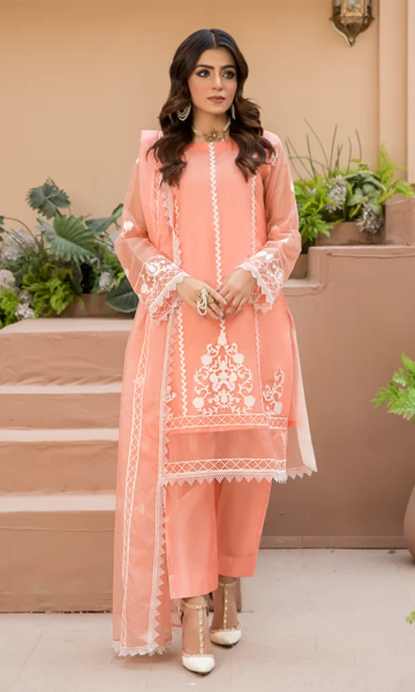 Sabor Ali – 3PC Organza Embroidered Shirt with Organza Embroidered Dupatta price in Pakistan