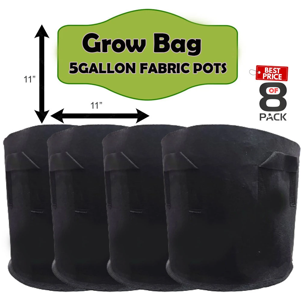 Pack Of 8 Grow Bag 5 Gallon 11X11 – Polithen Bag For Plants And Home Gardining I Export Quality (34ff90) price in Pakistan