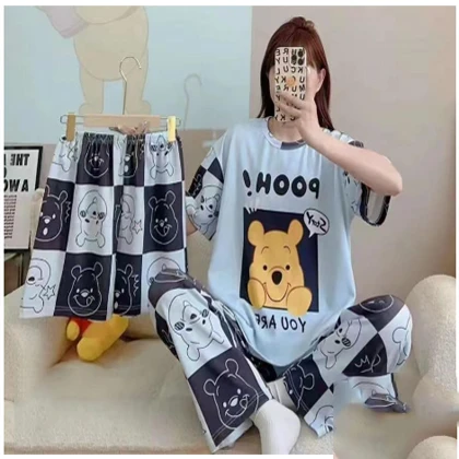 Girls Wear 3 in 1 Korean Loungewear Night Suit For Girls & Women price in Pakistan