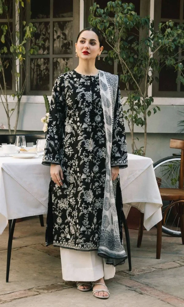 Zahra shah jahan – 3PC Linen Embroidered Shirt with Organza Printed Dupatta price in Pakistan