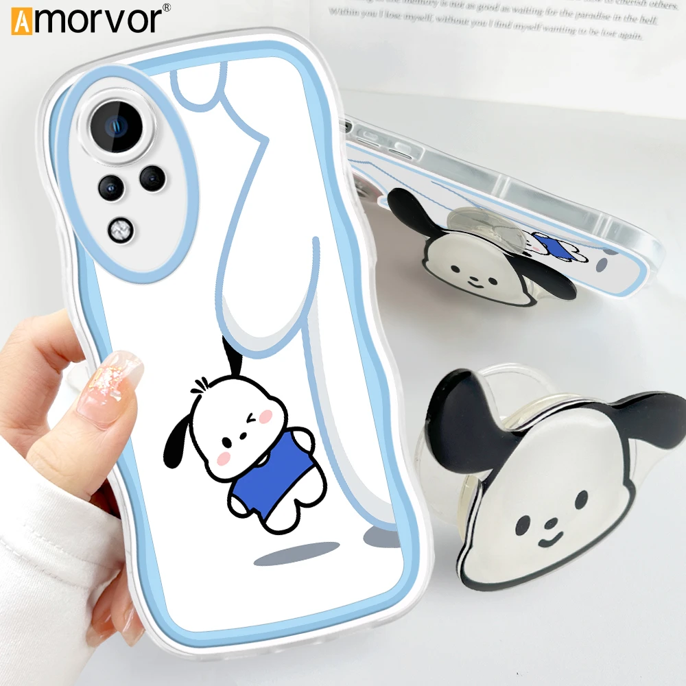 Infinix Note 11  Note 12 G88 Back Cover (With Free Holder) Melody Kuromi Soft Wavy Phone Case Camera Protection Transparent TPU Soft Cover price in Pakistan