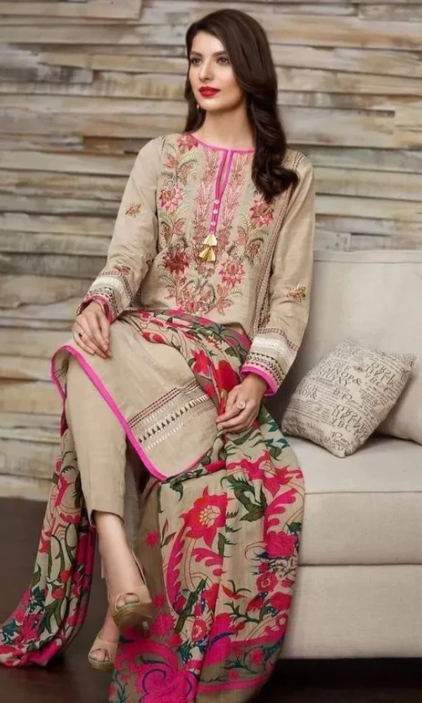 KHAADI – 3PC Khaddar Heavy Embroidered Shirt With (D) price in Pakistan