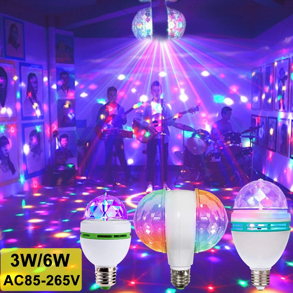 Auto Rotating E27 RGB Crystal Magic Ball Lumiere Sound Control Moving Head DJ Disco Party Light price in Pakistan