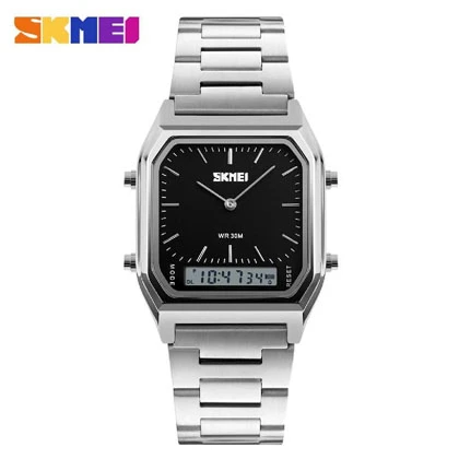 SKMEI Sports Fashion Quartz Digital Stainless Steel Dual Display Chrono Waterproof Casual Watch for Men 1220 price in Pakistan